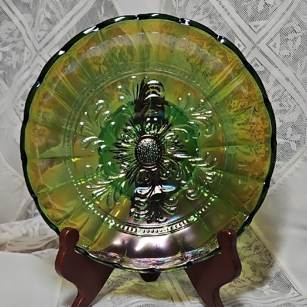 Millersburg Iridescent Green Decorative Plate